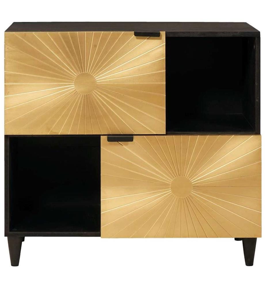 Seitenschrank mit Regal Schwarz und Gold 80 x 33,5 x 75 cm