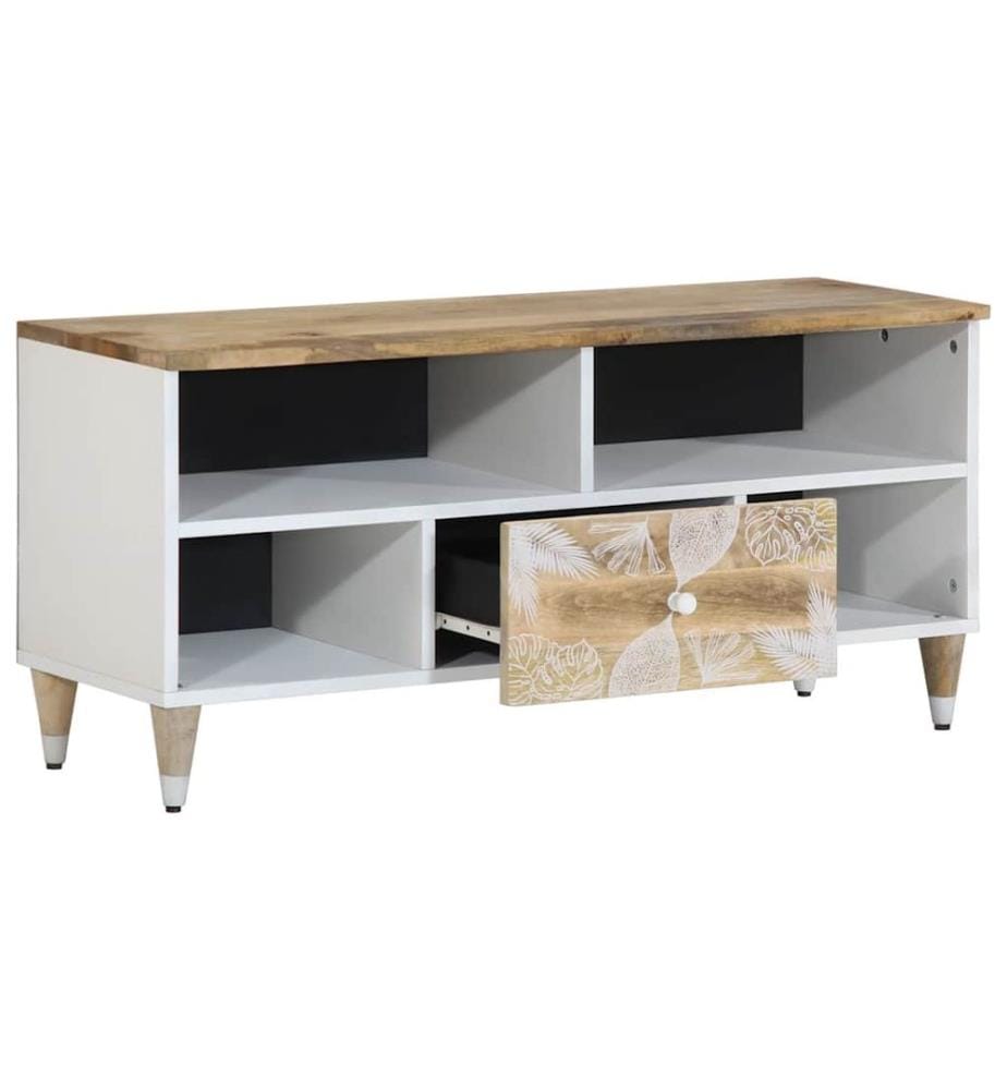 Meuble TV 100x33,5x46 cm bois massif de manguier