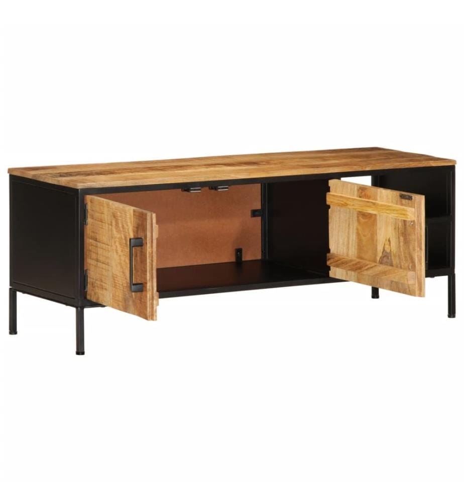 Meuble TV 110x35x40 cm bois massif de manguier brut