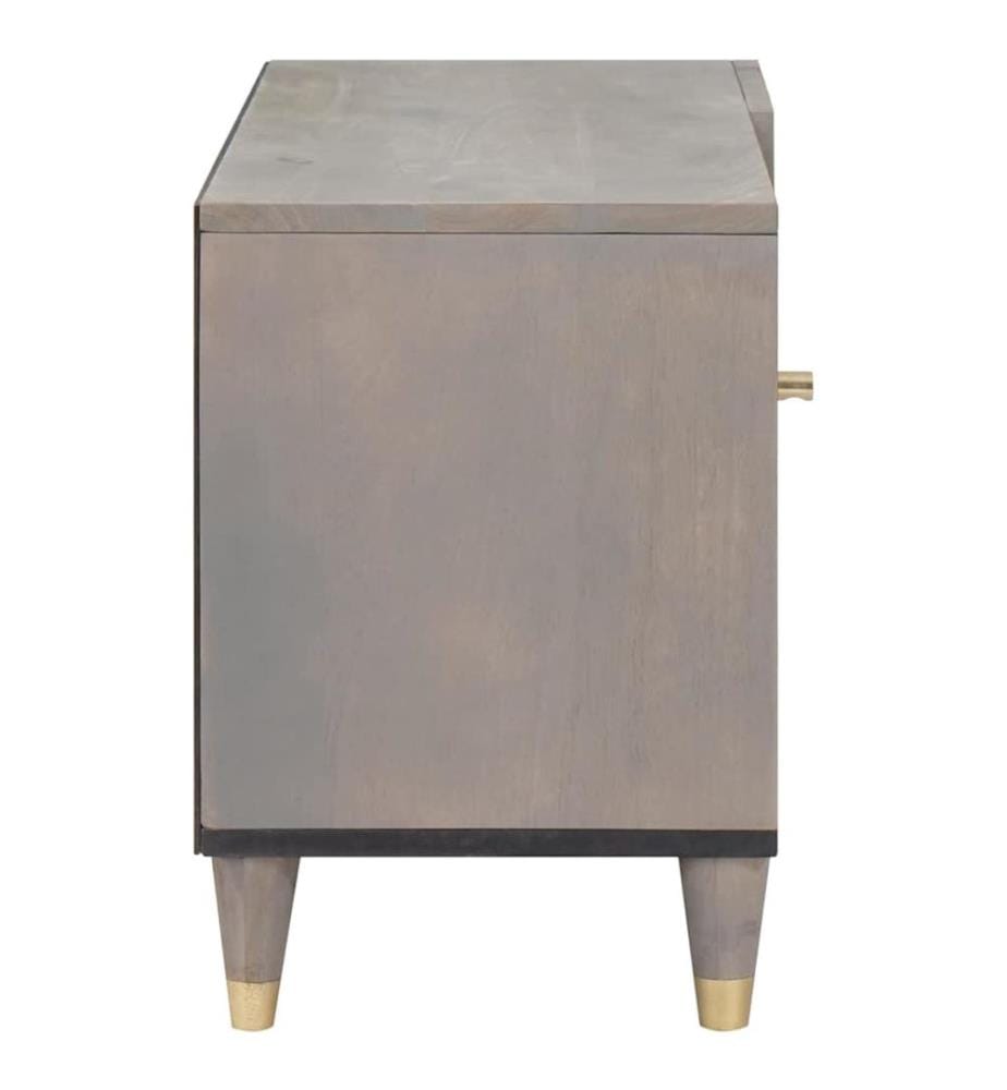 Meuble TV avec porte Gris 80 x 33 x 46 cm Bois de mangue massif