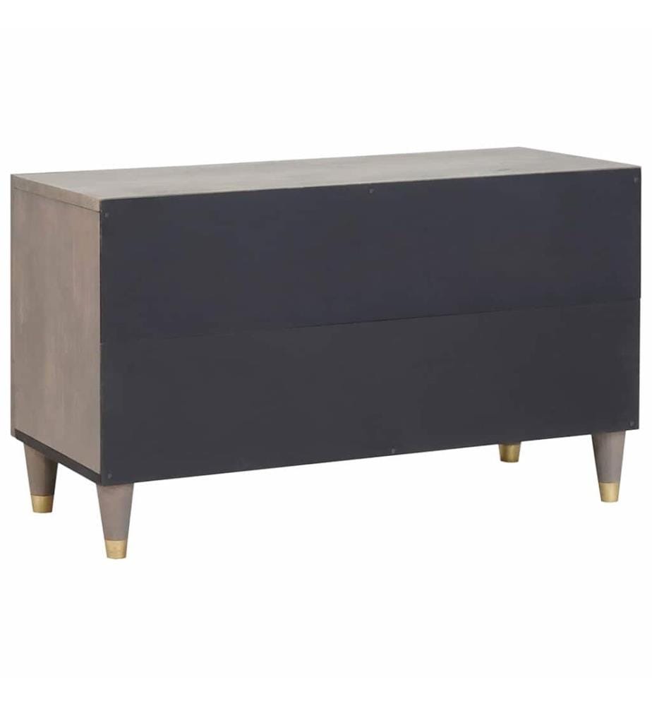 Meuble TV avec porte Gris 80 x 33 x 46 cm Bois de mangue massif