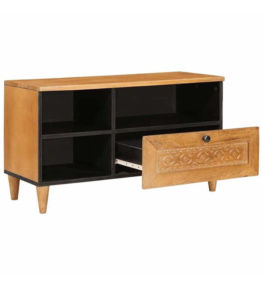 Meuble TV avec tiroir 80 x 33 x 46 cm Bois de mangue massif
