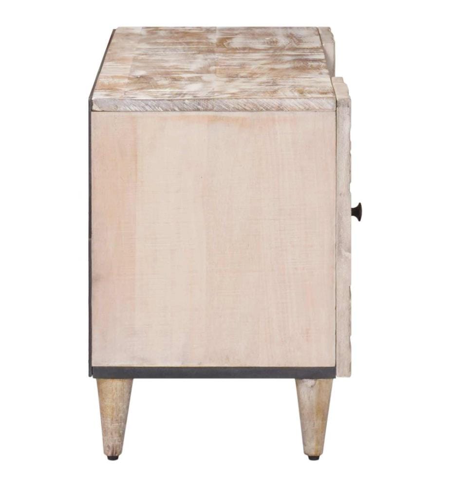 TV-Schränk Weiss 105 x 33,5 x 46 cm Massivholz Mango