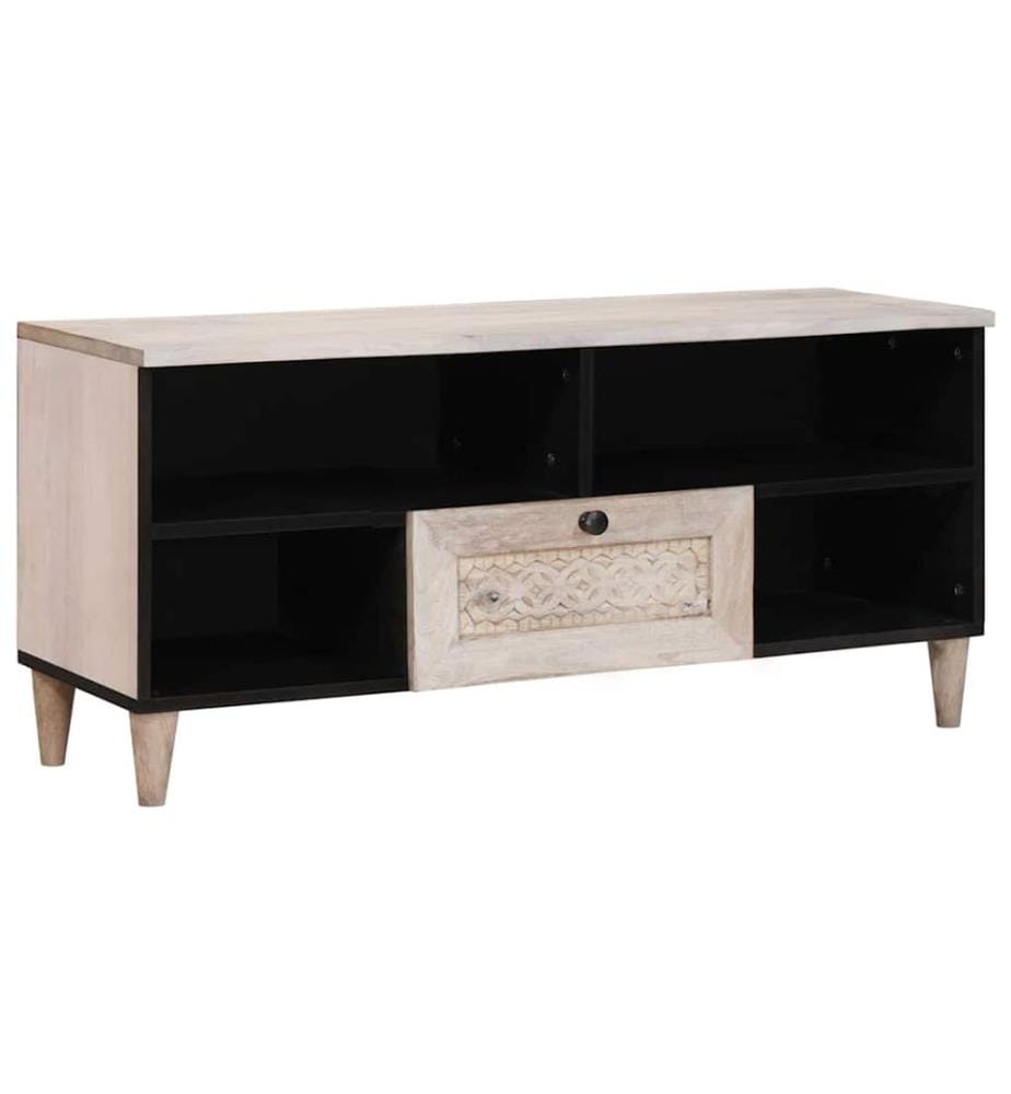 TV-Schränk Bleached White 100 x 33 x 46 cm Massivholz Mango