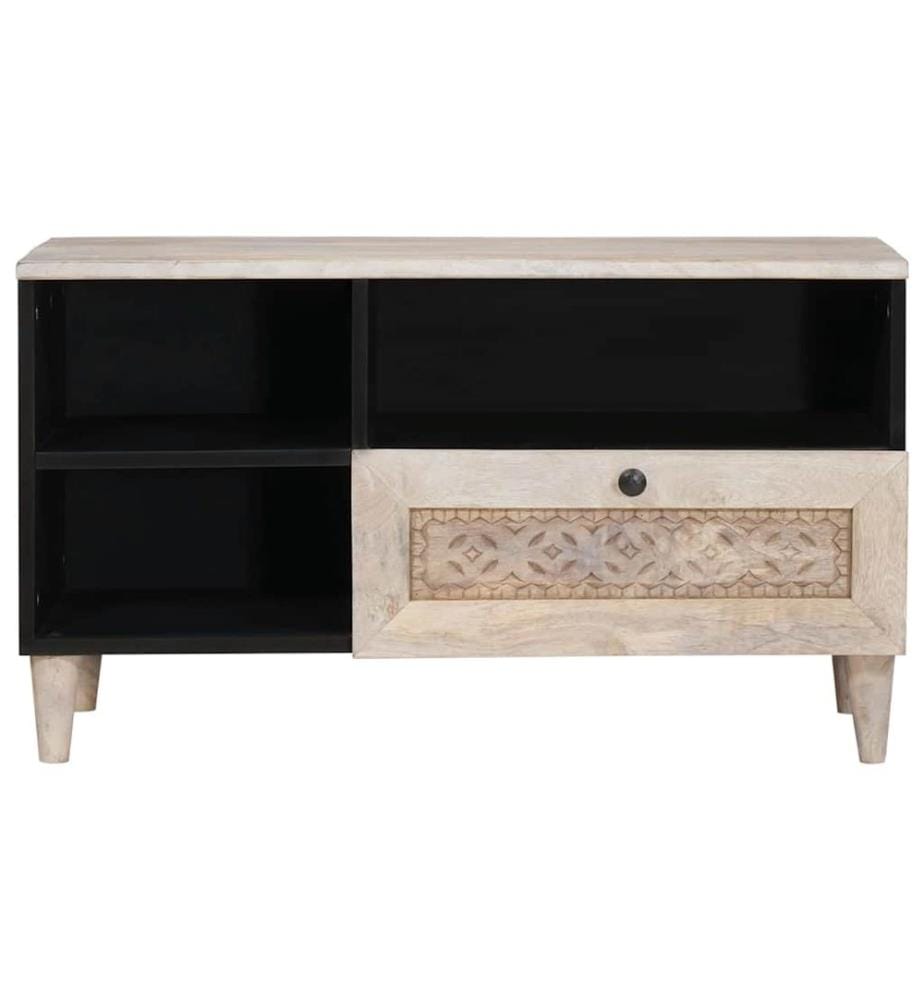 TV-Schränk Bleached White 80 x 33 x 46 cm Massivholz Mango