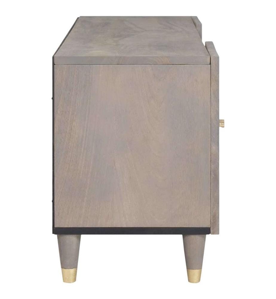 TV-Schränk mit Regal Grau 105 x 33 x 46 cm Massivholz Mango