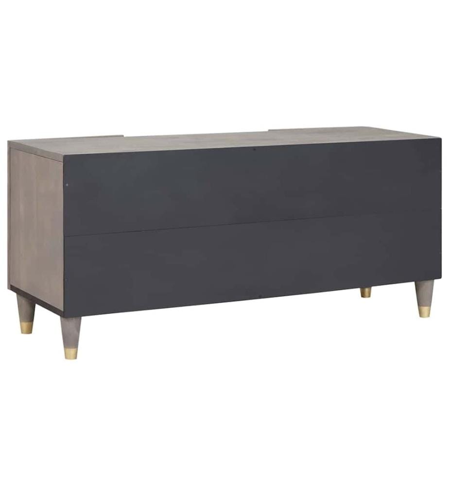 TV-Schränk mit Regal Grau 105 x 33 x 46 cm Massivholz Mango