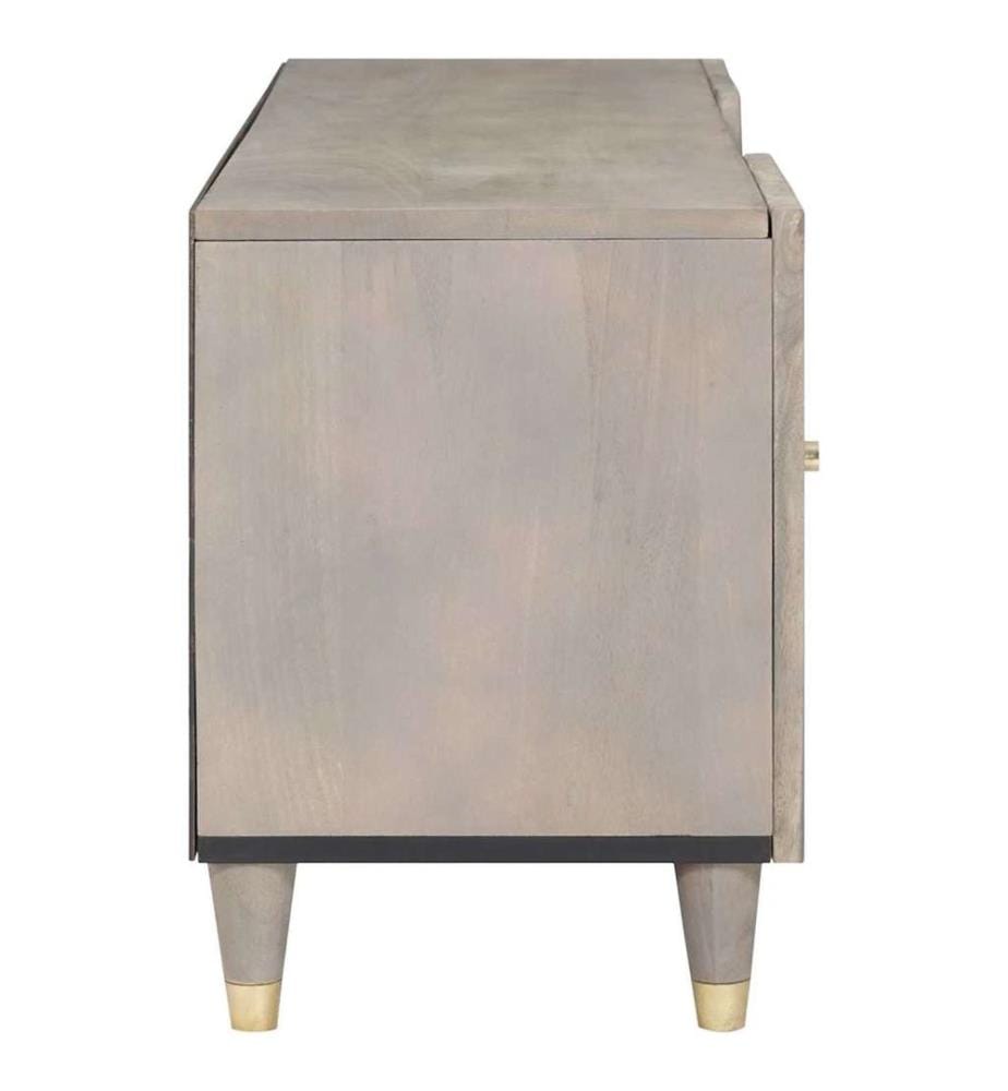 Meuble TV Gris 105 x 33 x 46 cm Bois de mangue massif