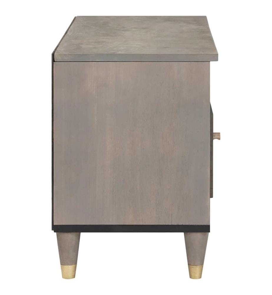 Meuble TV Gris 80 x 33 x 46 cm Bois de mangue massif