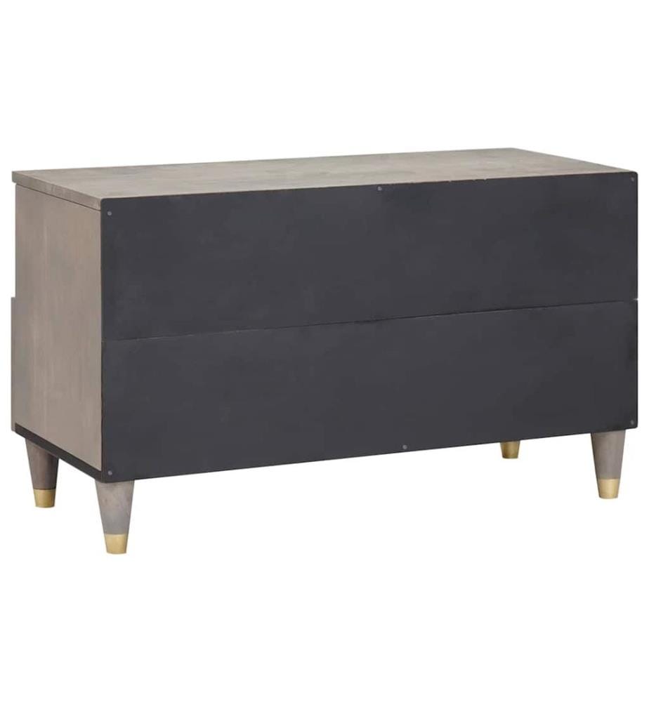 Meuble TV Gris 80 x 33 x 46 cm Bois de mangue massif