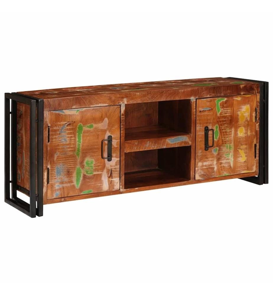 TV-Schränk mit Tür Mehrfarbig 120 x 33 x 50 cm Massives Altholz