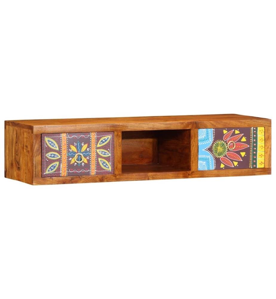 TV-Wandschrank Mehrfarbig 100x30x22 cm Massivholz Akazie
