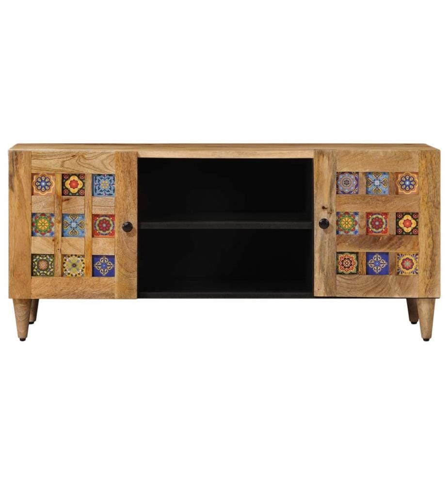 TV-Schränk mit Regal Natur 105 x 33 x 46 cm Massivholz Mango
