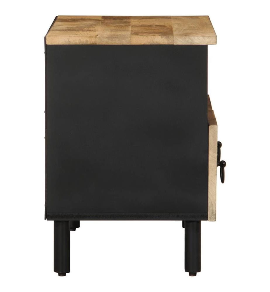 TV-Schrank Schwarz 70x33,5x46 cm Raues Mangoholz