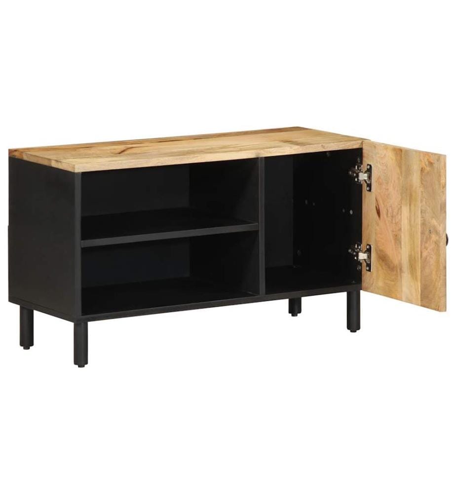 TV-Schrank Schwarz 80x33,5x46 cm Raues Mangoholz