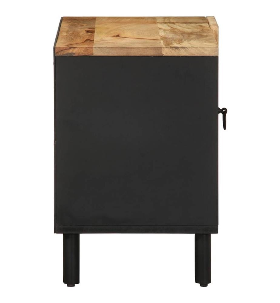 TV-Schrank Schwarz 80x33,5x46 cm Raues Mangoholz