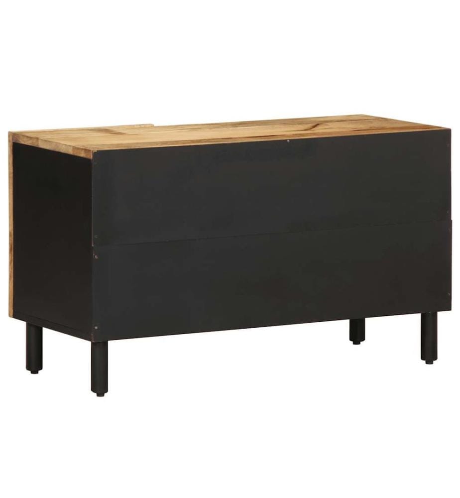 TV-Schrank Schwarz 80x33,5x46 cm Raues Mangoholz