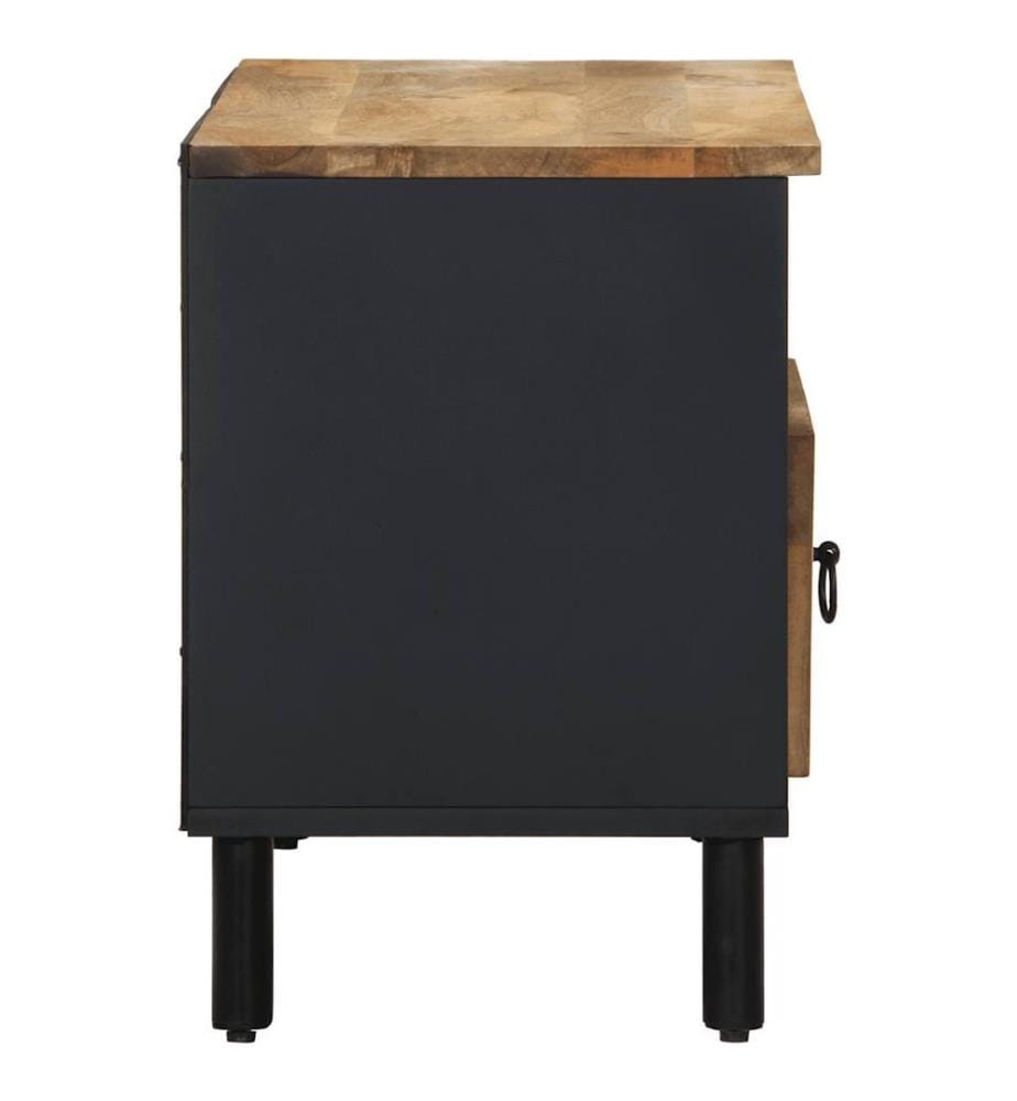 TV-Schrank Schwarz 80x33,5x46 cm Raues Mangoholz