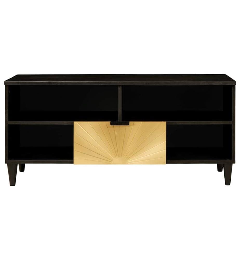 Meuble TV Noir et or 100 x 33 x 46 cm Bois d'ingénierie