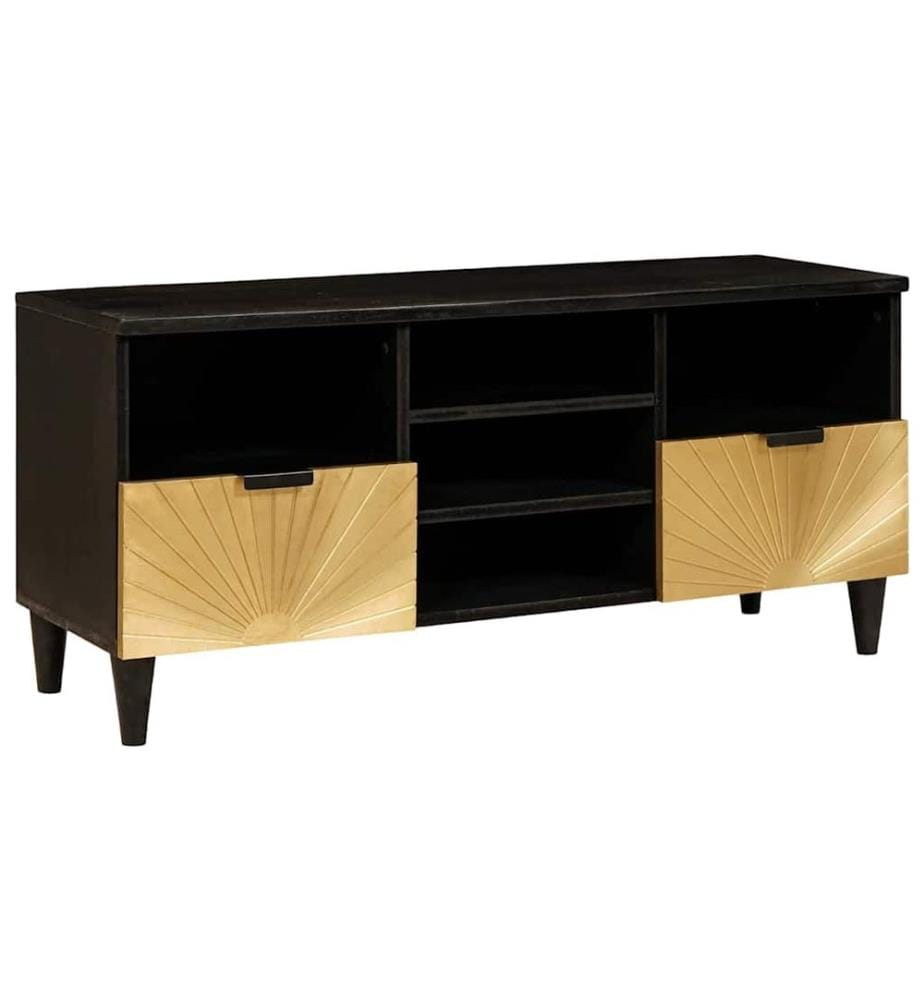 Meuble TV Noir et or 100 x 33 x 46 cm Bois d'ingénierie