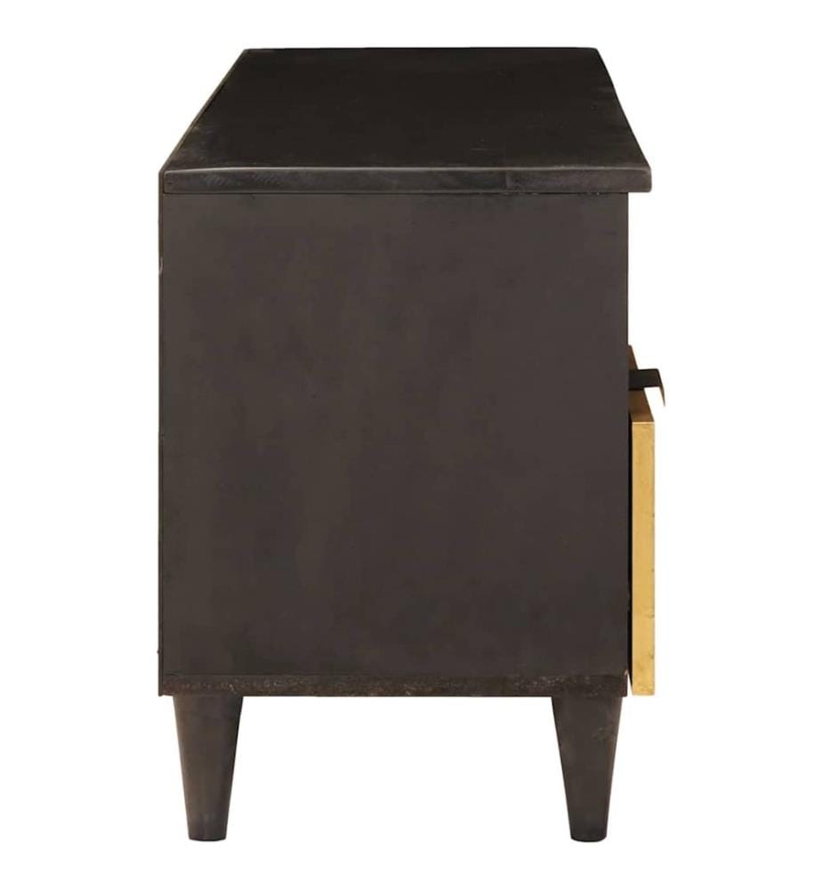 Meuble TV Noir et or 100 x 33 x 46 cm Bois d'ingénierie