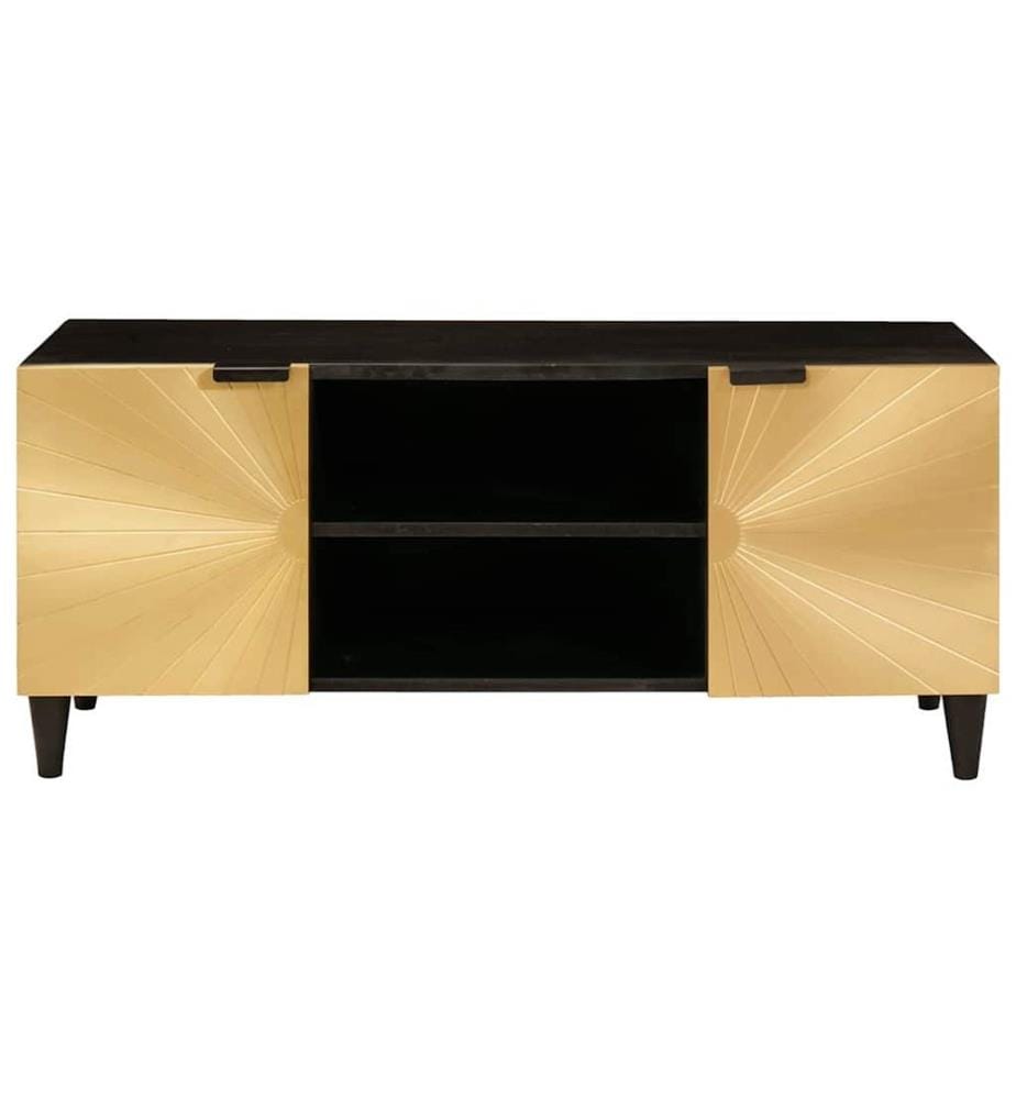 Meuble TV Noir et or 105 x 33 x 46 cm Bois d'ingénierie