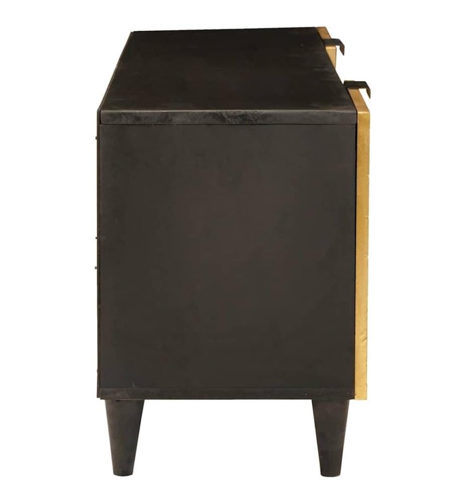 Meuble TV Noir et or 105 x 33 x 46 cm Bois d'ingénierie