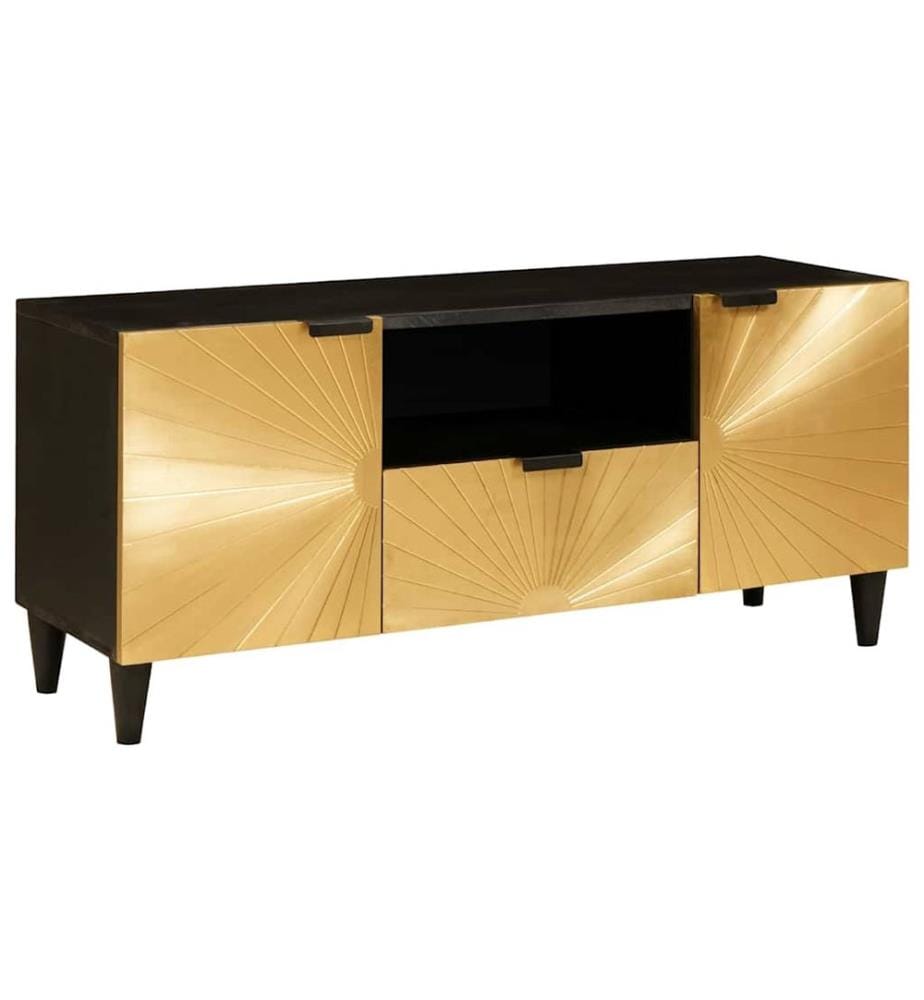 Meuble TV Noir et or 105 x 33 x 46 cm Bois d'ingénierie