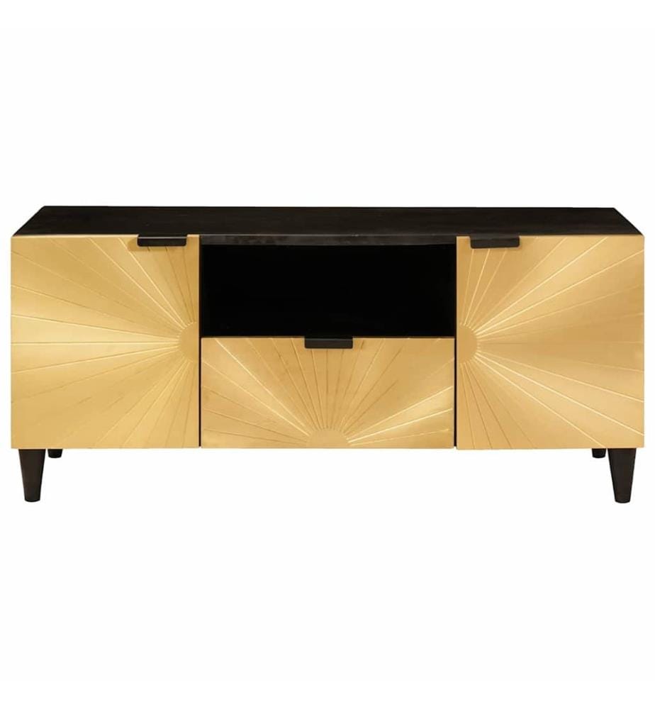 Meuble TV Noir et or 105 x 33 x 46 cm Bois d'ingénierie