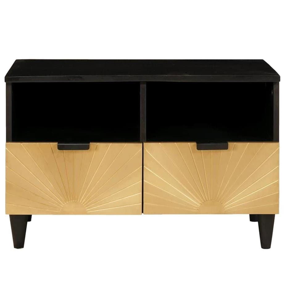 Meuble TV Noir et or 70 x 33 x 46 cm Bois d'ingénierie