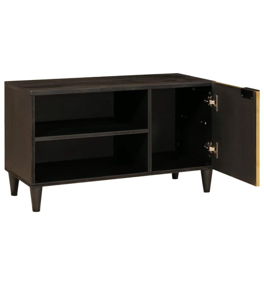 Meuble TV Noir et or 80 x 33 x 46 cm Bois d'ingénierie