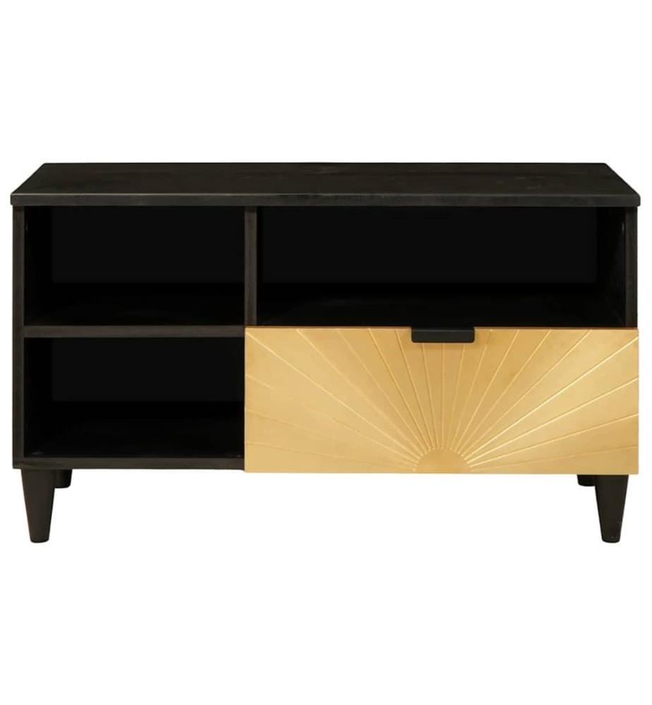 Meuble TV Noir et or 80 x 33 x 46 cm Bois d'ingénierie