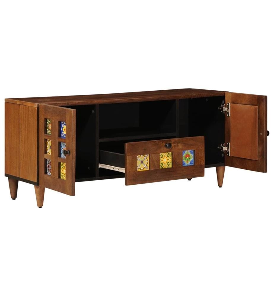 Meuble TV Noyer 105 x 33 x 46 cm Bois de mangue massif