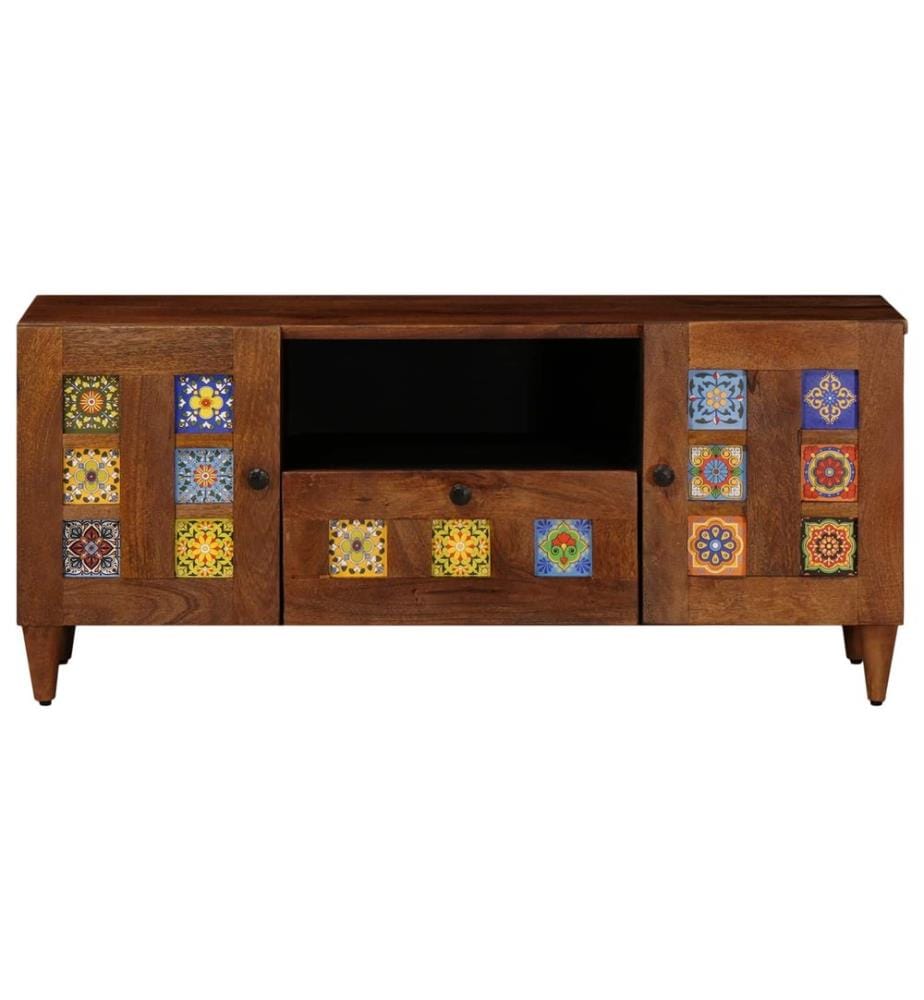 Meuble TV Noyer 105 x 33 x 46 cm Bois de mangue massif