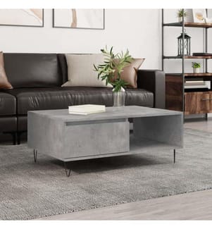 Table basse gris béton 90x60x35 cm bois d'ingénierie