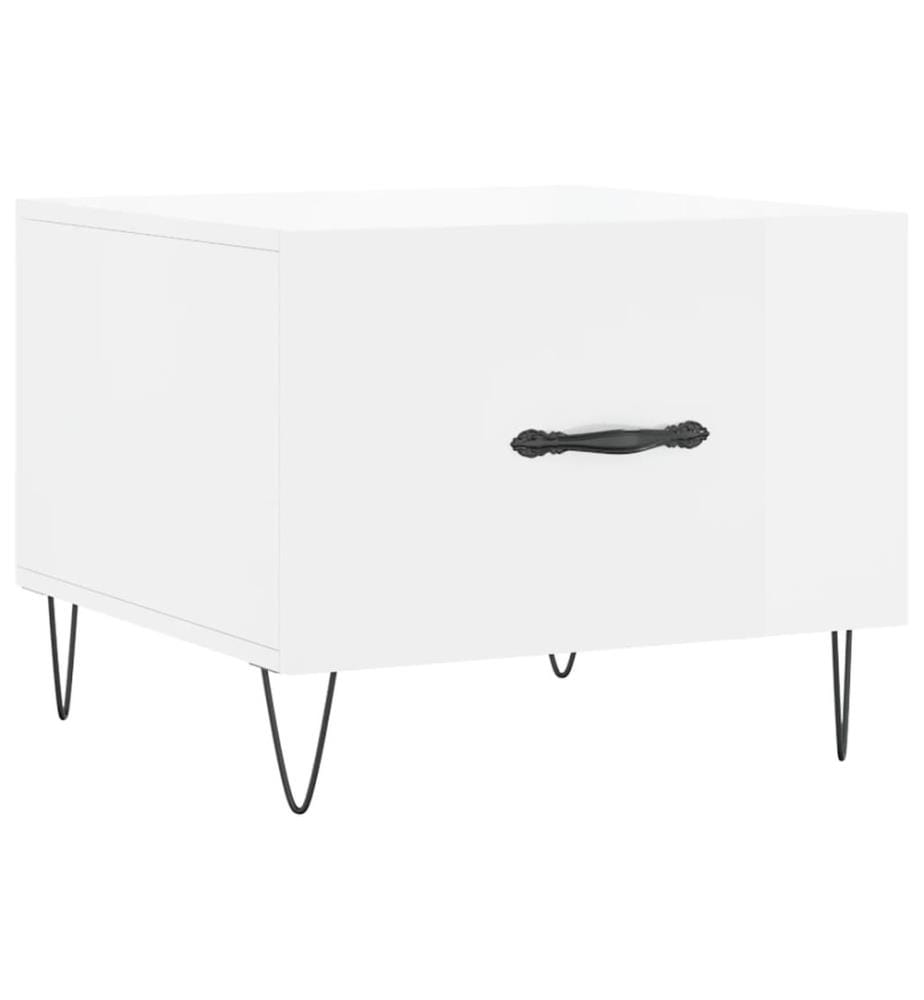 Table basse blanc brillant 50x50x40 cm bois d'ingénierie