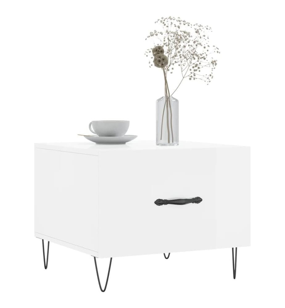 Table basse blanc brillant 50x50x40 cm bois d'ingénierie