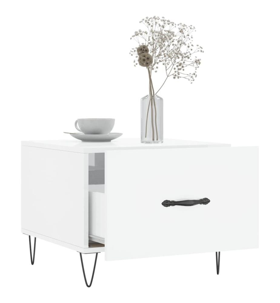 Table basse blanc brillant 50x50x40 cm bois d'ingénierie