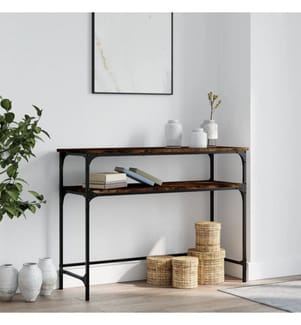 Table console chêne fumé 100x35,5x75 cm bois d'ingénierie