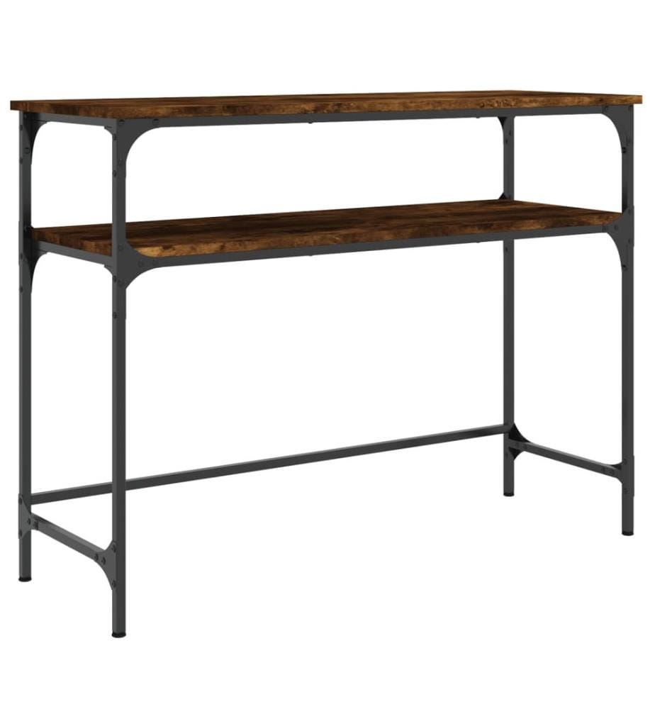 Table console chêne fumé 100x35,5x75 cm bois d'ingénierie