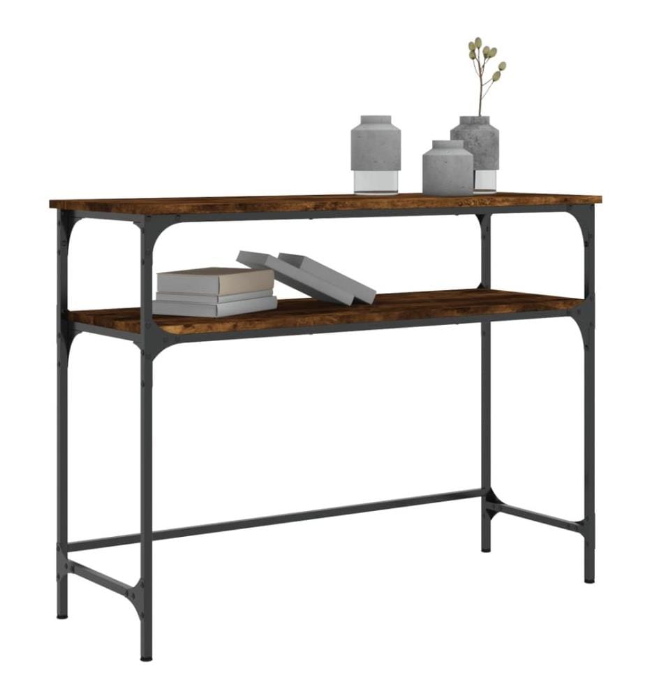 Table console chêne fumé 100x35,5x75 cm bois d'ingénierie