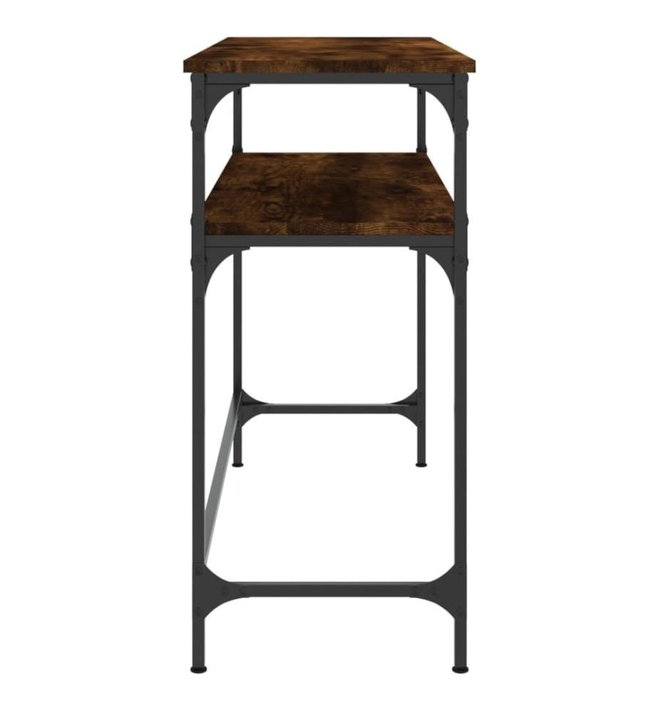 Table console chêne fumé 100x35,5x75 cm bois d'ingénierie