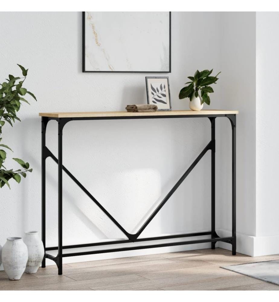Table console chêne sonoma 102x22,5x75 cm bois d'ingénierie
