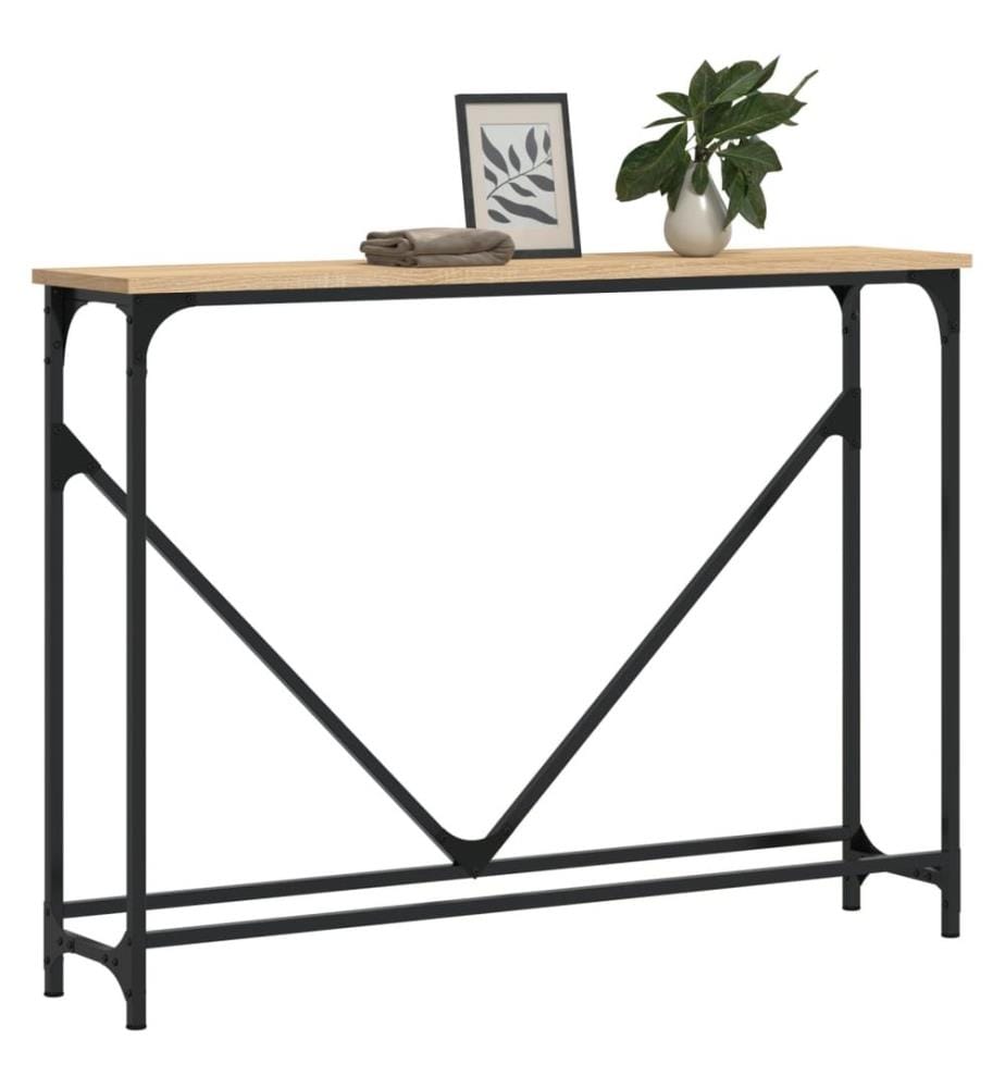 Table console chêne sonoma 102x22,5x75 cm bois d'ingénierie