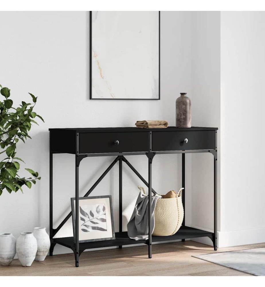 Table console noir 100x39x78,5 cm bois d'ingénierie