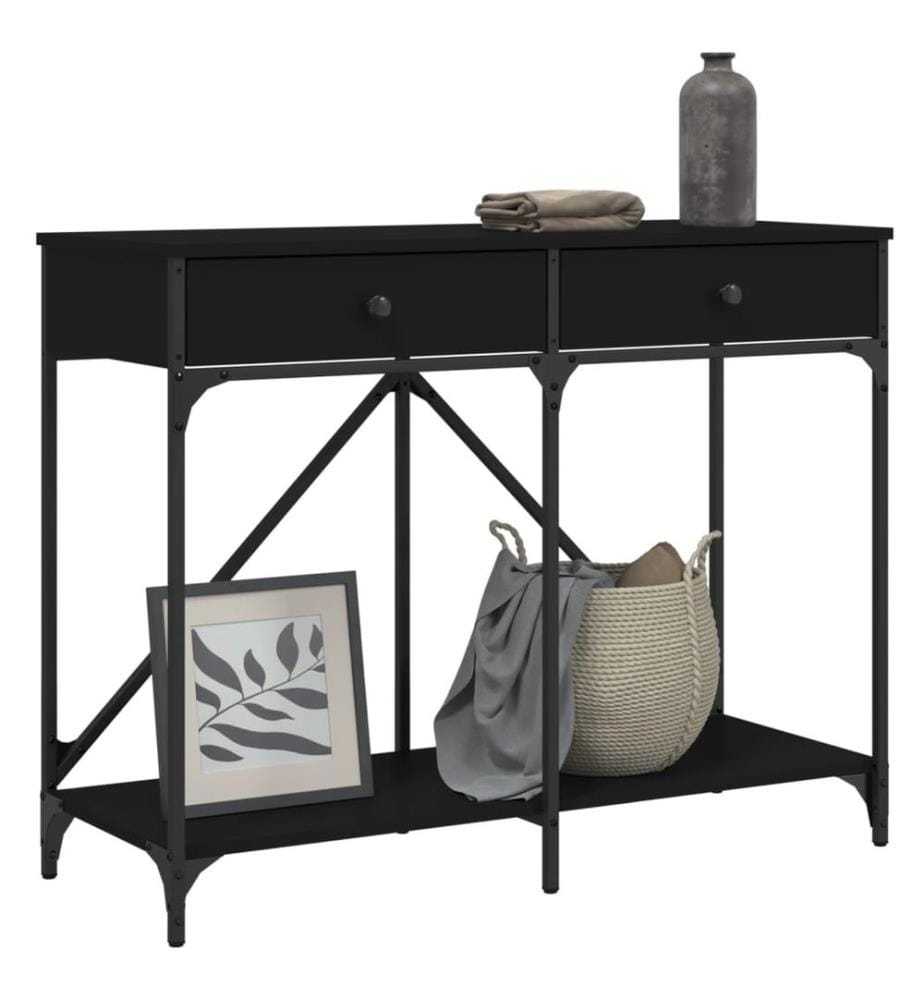 Table console noir 100x39x78,5 cm bois d'ingénierie