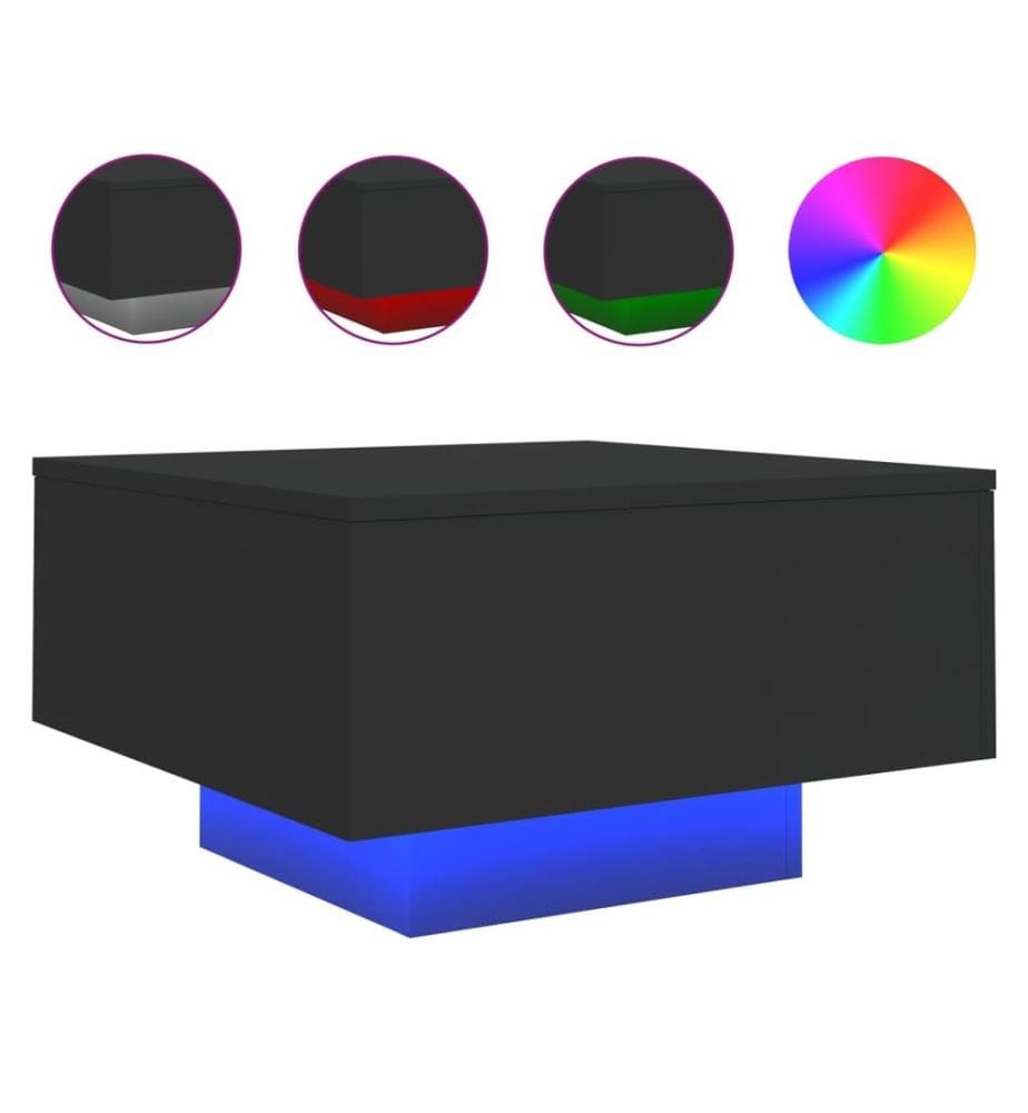 Couchtisch mit LED-Leuchten Schwarz 55x55x31 cm