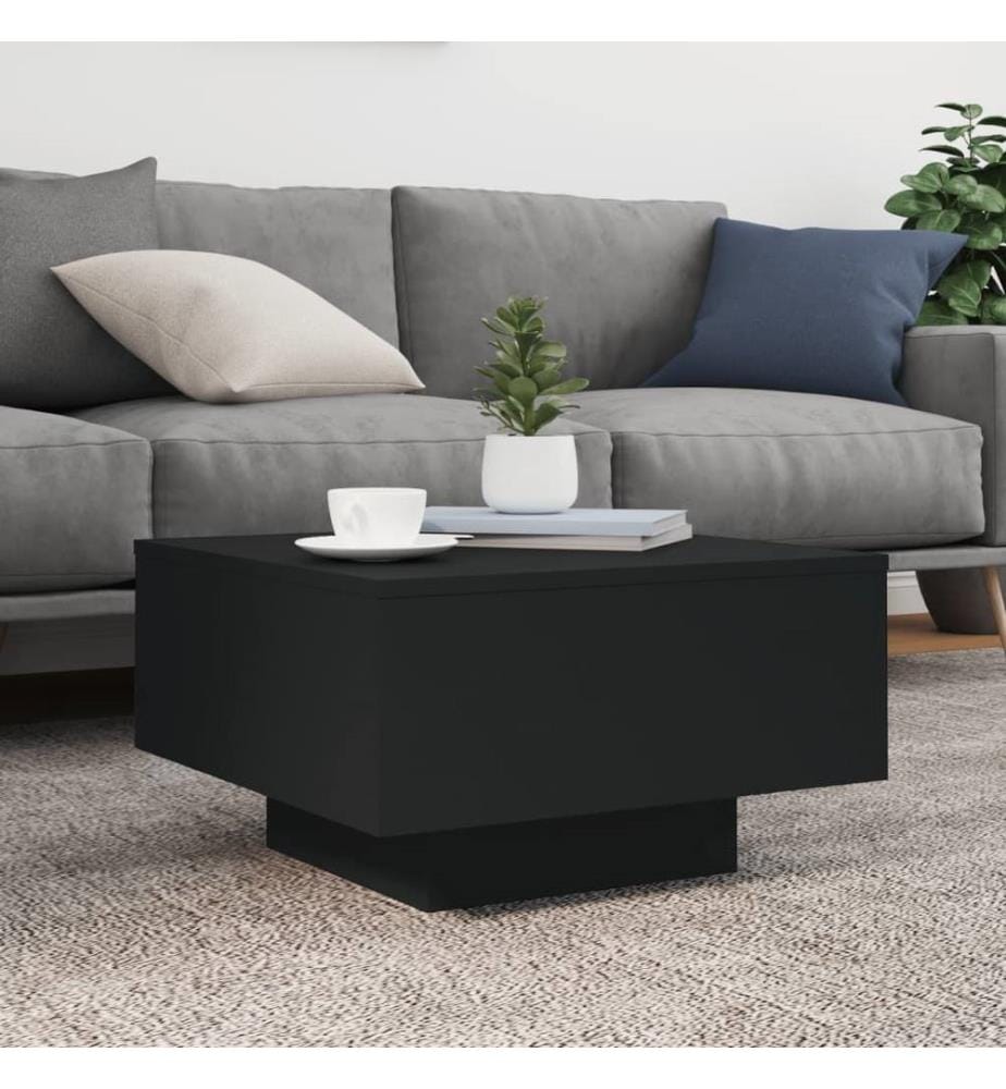 Couchtisch mit LED-Leuchten Schwarz 55x55x31 cm