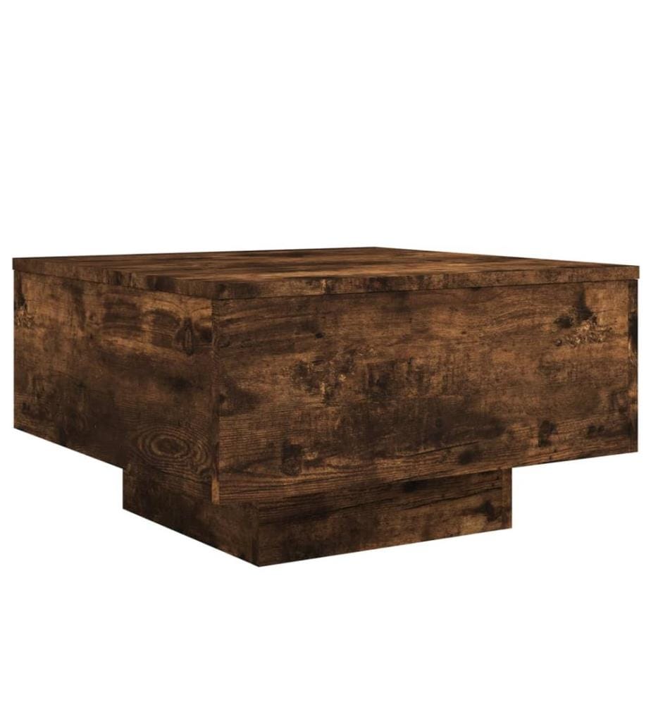 Table basse avec lumières LED chêne fumé 55x55x31 cm
