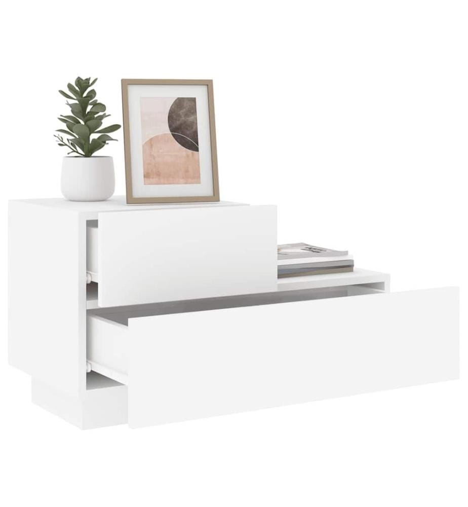 Nachttisch mit LED-Leuchten Weiss 70x36x40,5 cm